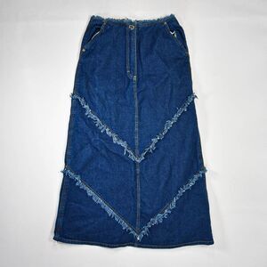Vintage Starwear Fringe Embroidered Maxi Jean Skirt - 9/10